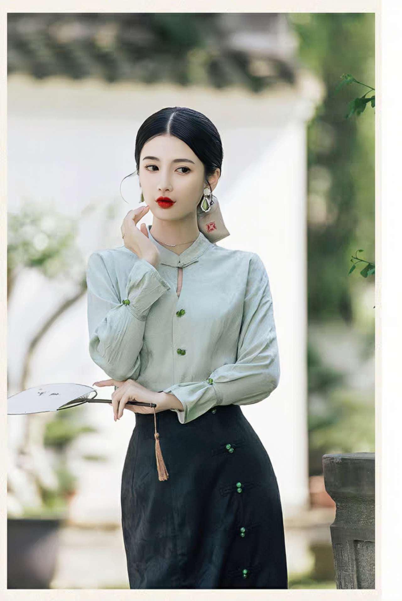 Traje chino de oficina,moderno traje Hanfu,elegante blusa Tang,moda asiática vintage,traje para la ceremonia del té,ropa de trabajo cultural