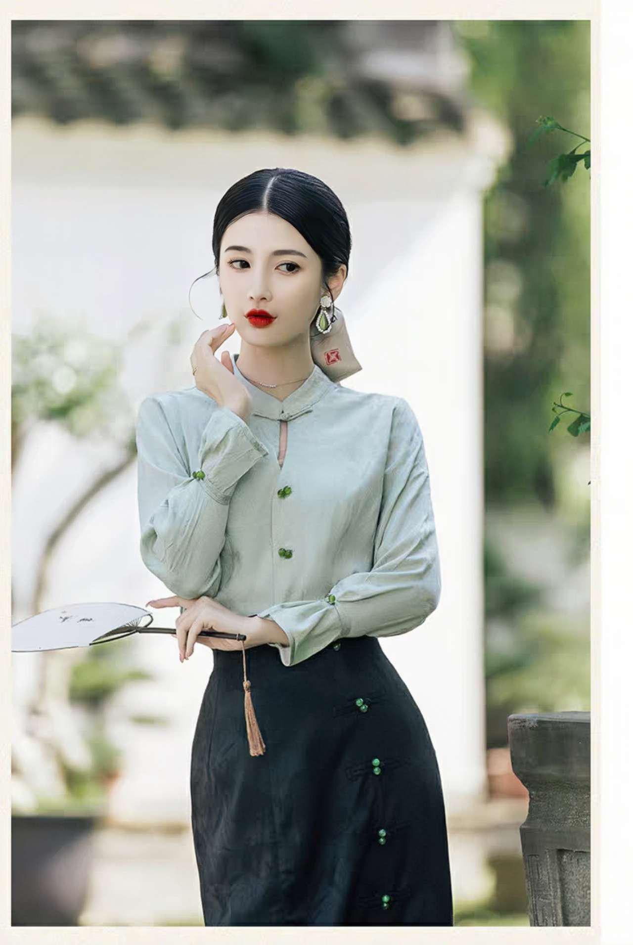 Traje chino de oficina,moderno traje Hanfu,elegante blusa Tang,moda asiática vintage,traje para la ceremonia del té,ropa de trabajo cultural