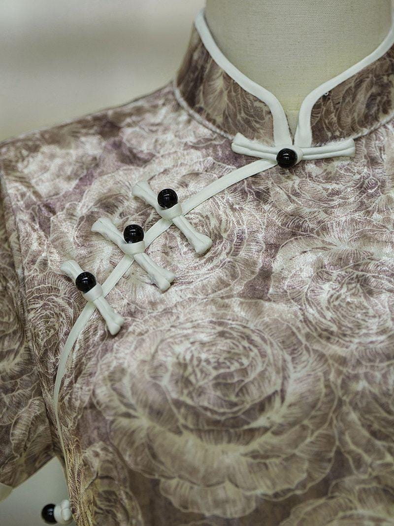 Cheongsam Chino Retro | Vestido Qipao de Terciopelo | Cheongsam Mandarín Vintage | Vestido Chino Elegante | Atuendo de Noche Tradicional