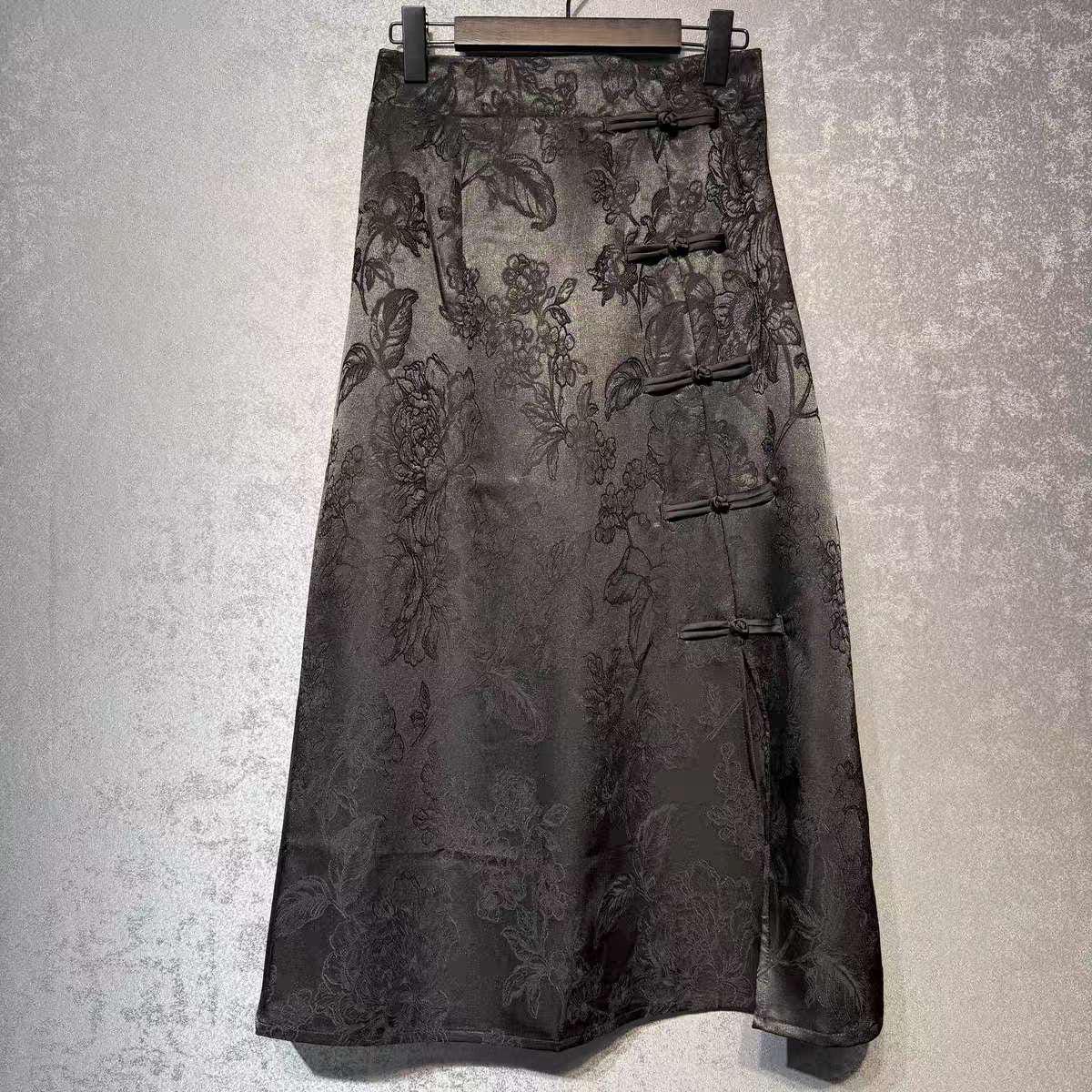 Silk Midi Skirt, Purple A-Line Skirt, Vintage Tang Style, Brocade Silk Skirt, Hanfu Inspired Skirt, Jacquard Party Skirt,