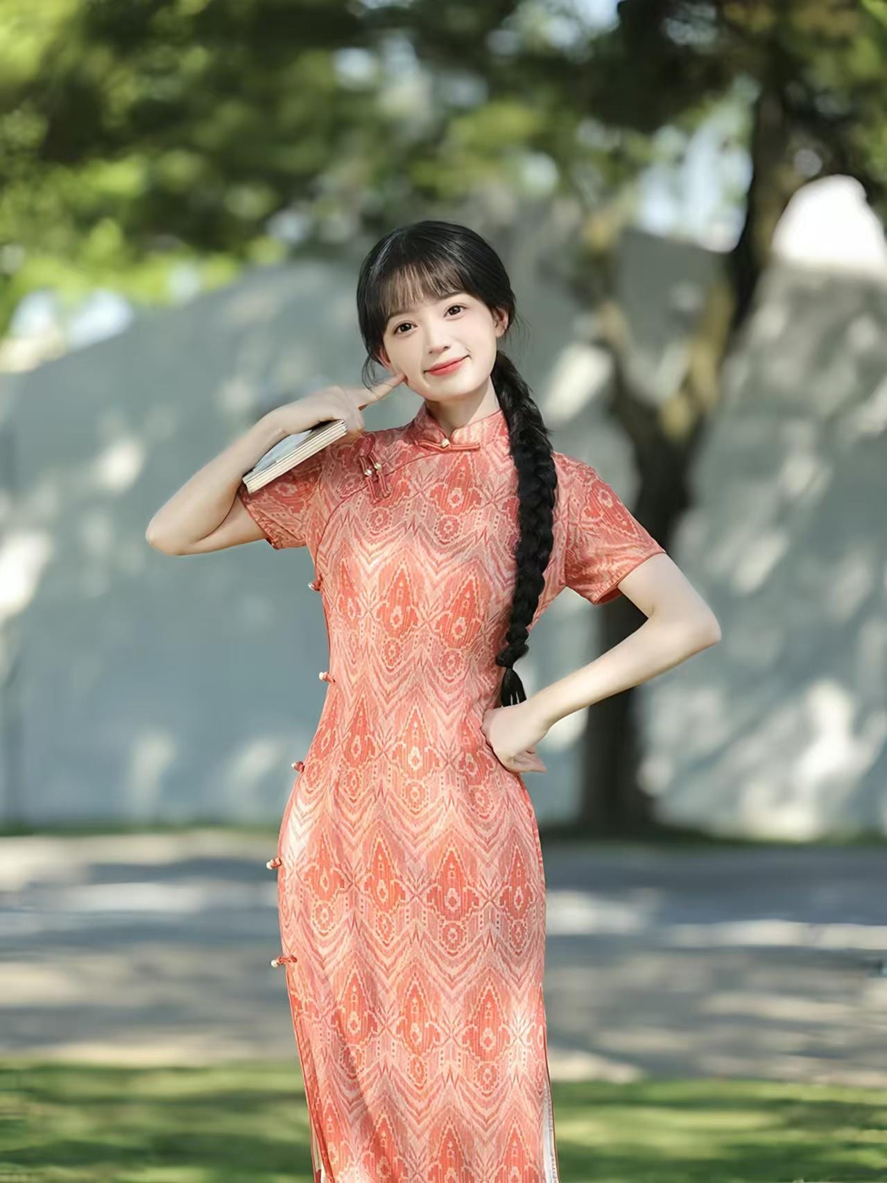 Long Youth Dress, Eight-Button Bamboo Fiber Dress, Elegant Mandarin Collar Dress, Summer Chinese Party Dress, Gift