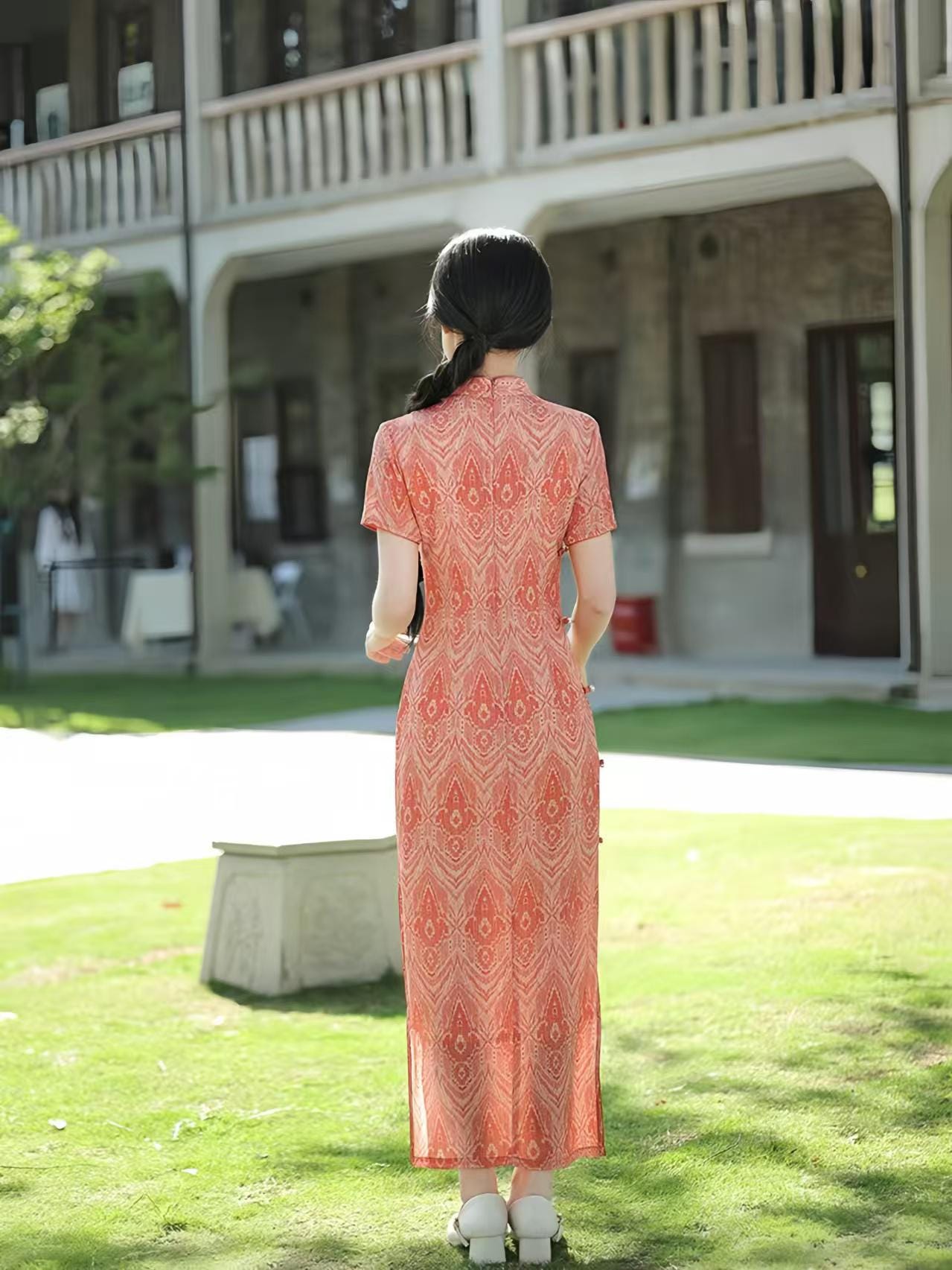 Long Youth Dress, Eight-Button Bamboo Fiber Dress, Elegant Mandarin Collar Dress, Summer Chinese Party Dress, Gift