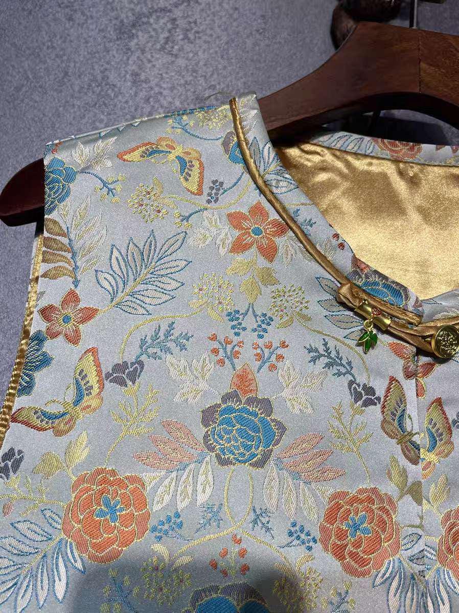 Chaleco Song Brocado, Chaleco Floral Chino, Chaleco Estampado Oriental,Hanfu Estilo Vintage,Regalo para Ella,Trabajo diario/Ceremonia del té