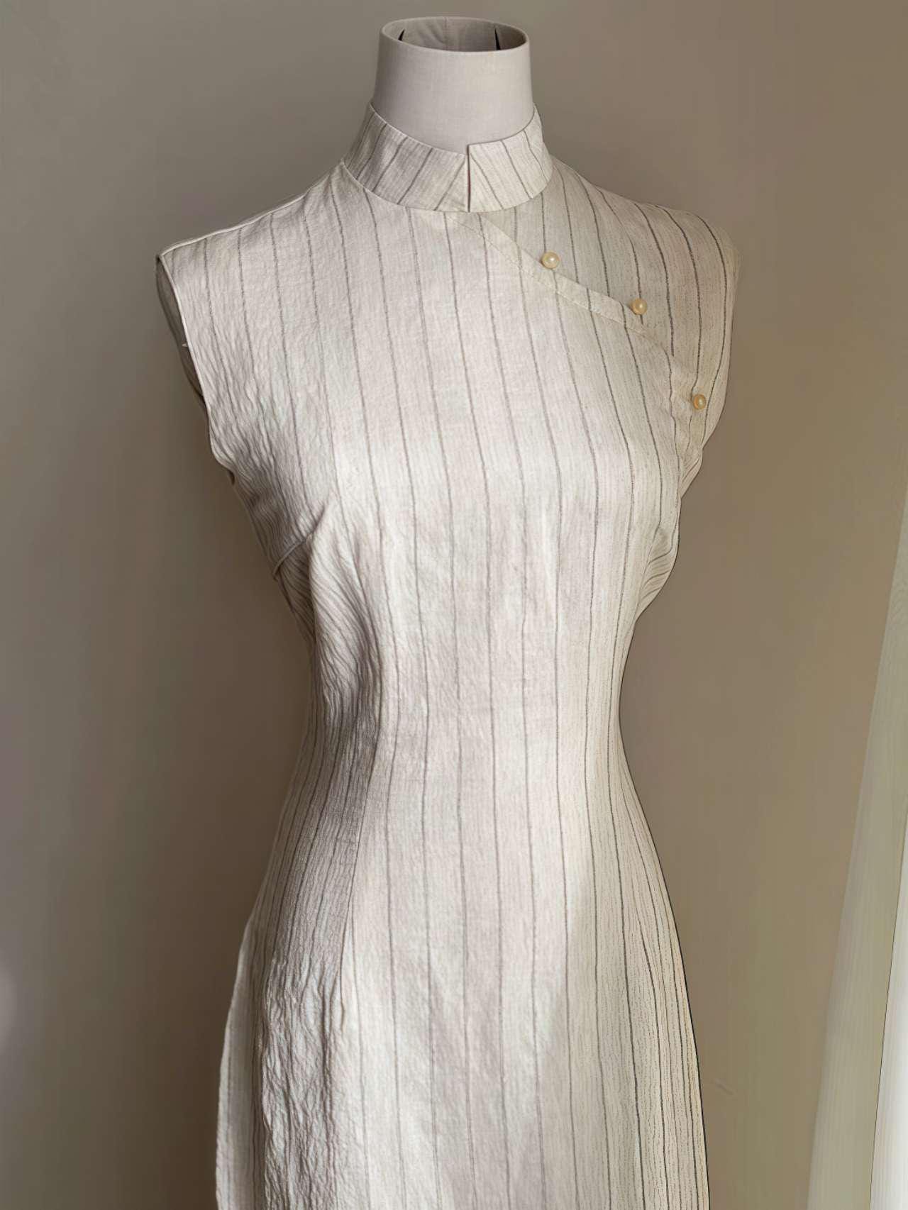 Elegant Cotton Linen Qipao - Breathable Linen Cheongsam - Minimalist Chinese Dress - Women's Summer Dress - Cultural Gift