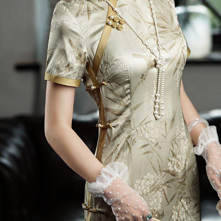 Vestido Qipao Chino Vintage, Cheongsam Elegante para Ceremonia de Té, Invitada de Boda o Regalo para Ella, tallas M-4XL