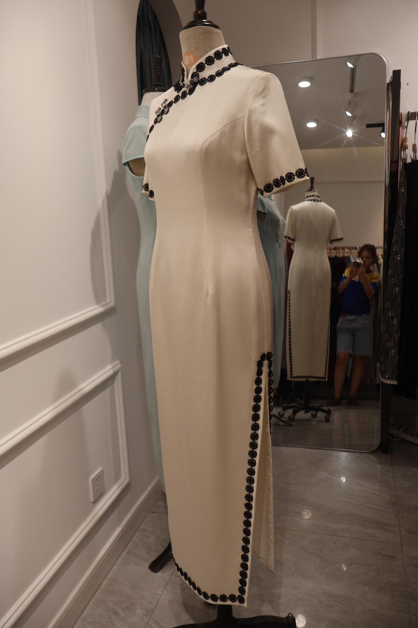 Cheongsam blanco, Vestido de seda chino a medida, Elegante vestido de novia chino,Vestido formal de lujo,Vestido de alta gama,estilo vintage