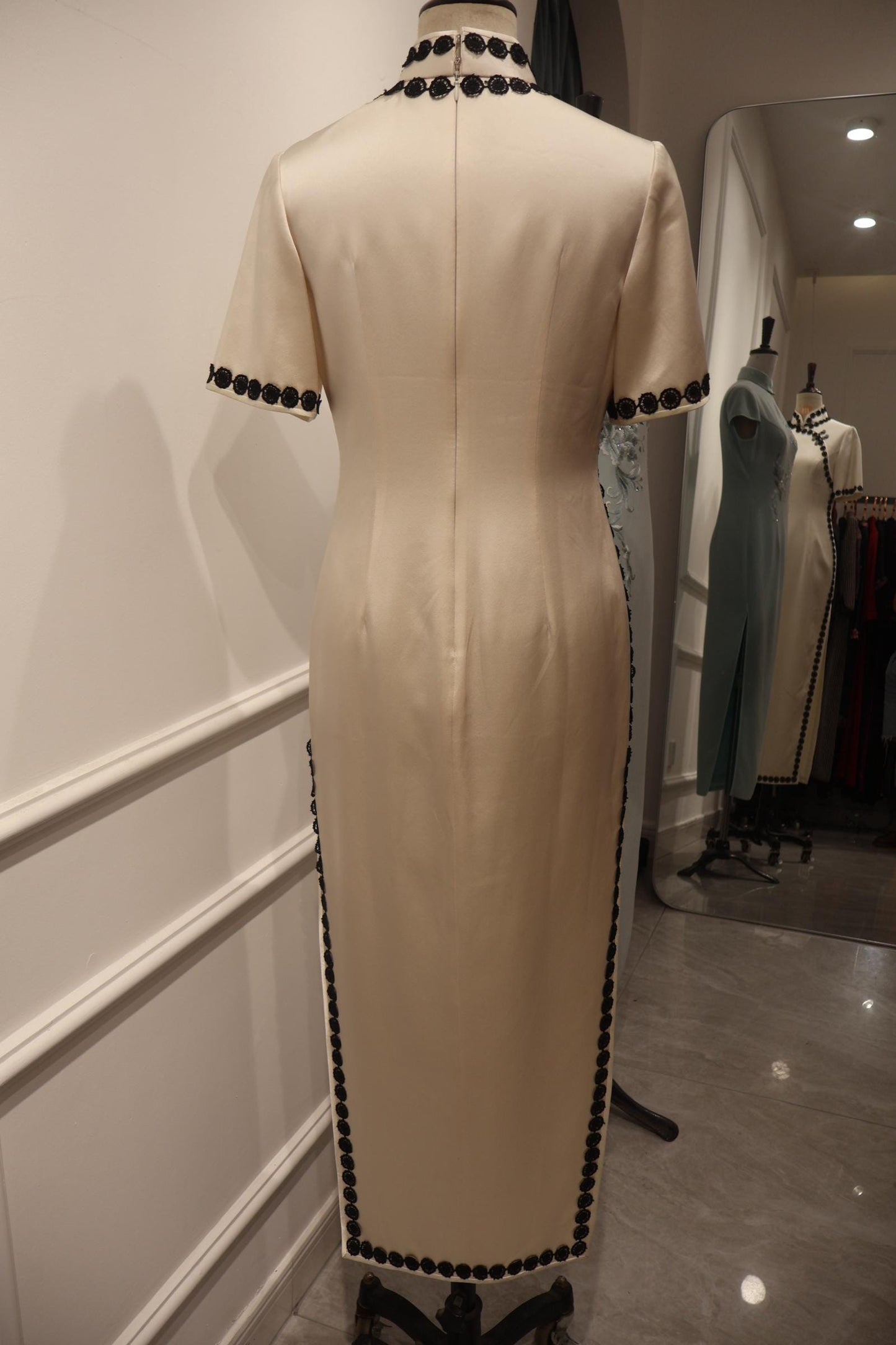 Cheongsam blanco, Vestido de seda chino a medida, Elegante vestido de novia chino,Vestido formal de lujo,Vestido de alta gama,estilo vintage