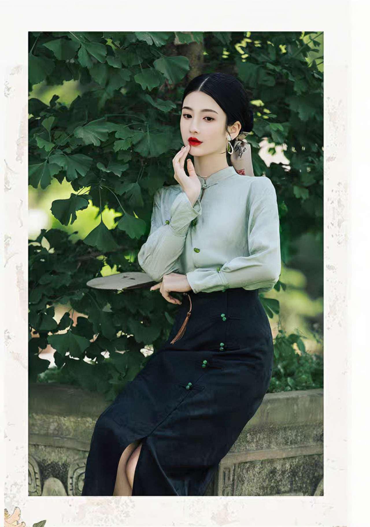 Traje chino de oficina,moderno traje Hanfu,elegante blusa Tang,moda asiática vintage,traje para la ceremonia del té,ropa de trabajo cultural