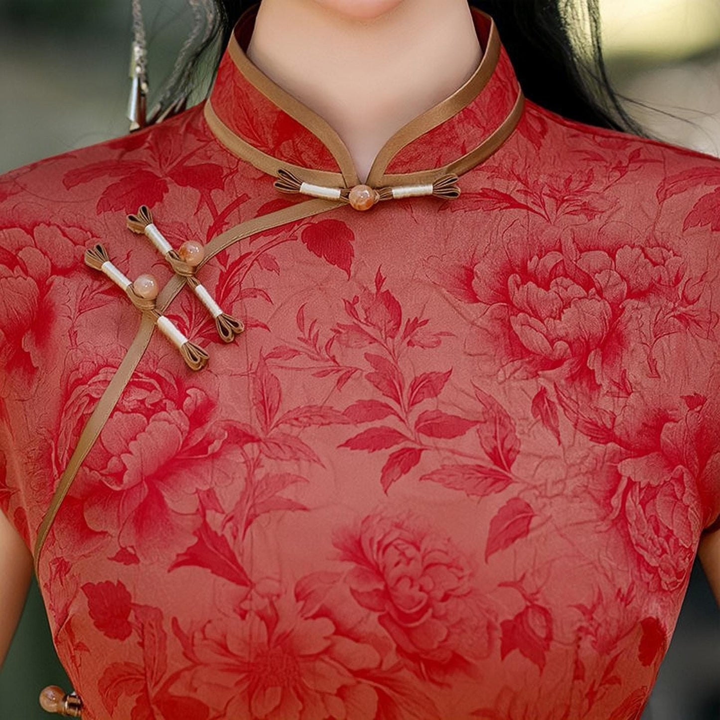 Vestido Qipao Brocado Rojo, Elegante Cheongsam Chino, Vestido Regalo Madre Asiática, Vestido Retro Té Oriental, Vestido Largo