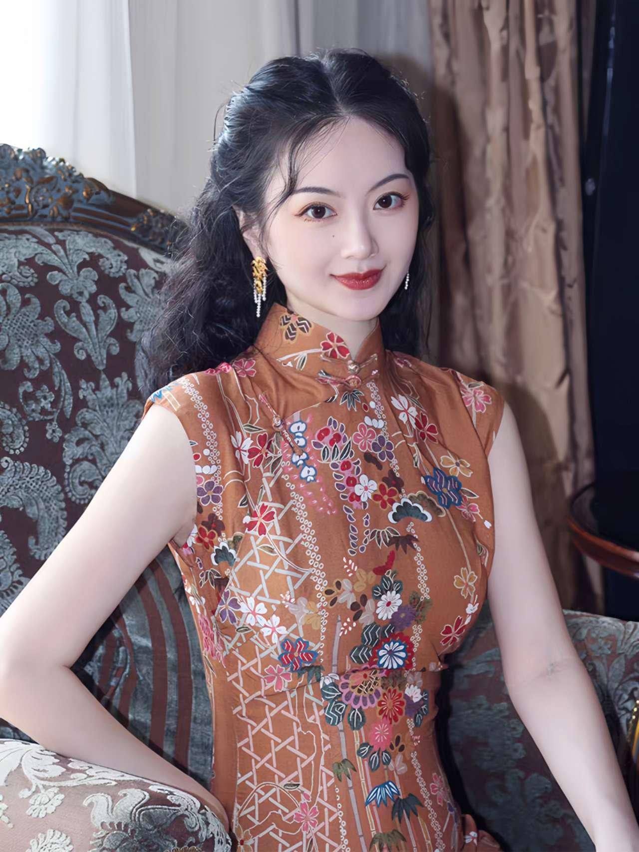 Vestido qipao vintage, Cheongsam Moderno, estampado floral retro, estilo chino tradicional, Vestido Elegante para Té