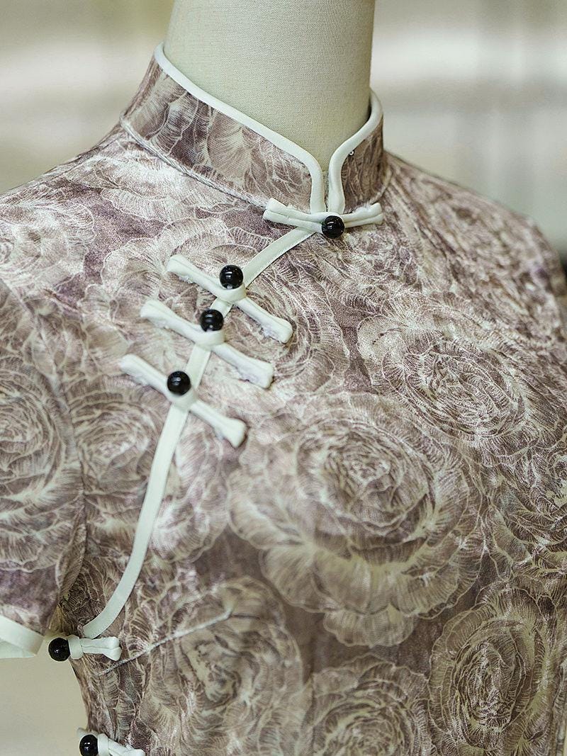 Cheongsam Chino Retro | Vestido Qipao de Terciopelo | Cheongsam Mandarín Vintage | Vestido Chino Elegante | Atuendo de Noche Tradicional