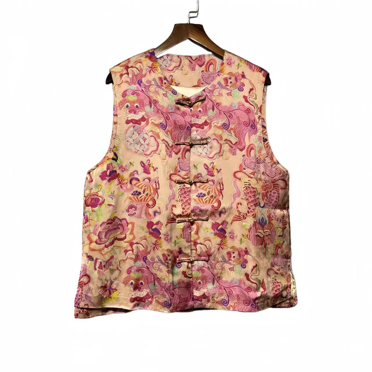 Chaleco Vintage Chino, Chaleco Estilo Retro Tang Suit, Top Brocado, Blusa Vintage, Regalo Único para Ella,Trabajo diario/Ceremonia del té