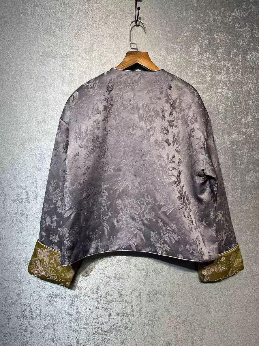 Chaqueta de Seda Tang, Abrigo de Brocado Chino, Ropa Exterior Oriental, Ropa Vintage Asiática, Elegante Top Estilo Kimono, Tradicional Chino