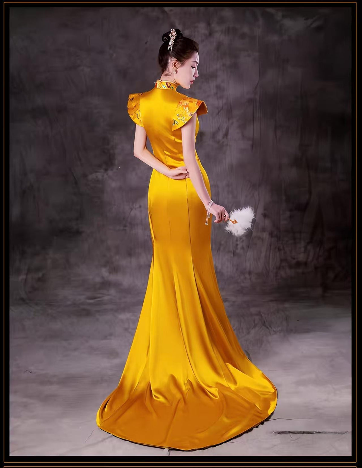 Women's Embroidered Satin Qipao Cheongsam Dress – additional product view