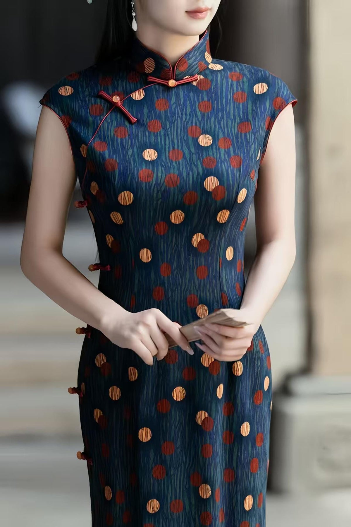Women's Green Floral Qipao Cheongsam Dress – Fitted – additional product view