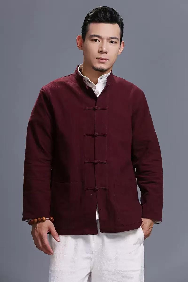 Men's Elegant Chinese Tang Jacket – Linen – additional product view