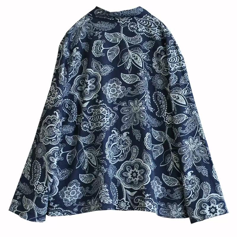 Women's Blue Vintage Chinese Tang Jacket – additional product view
