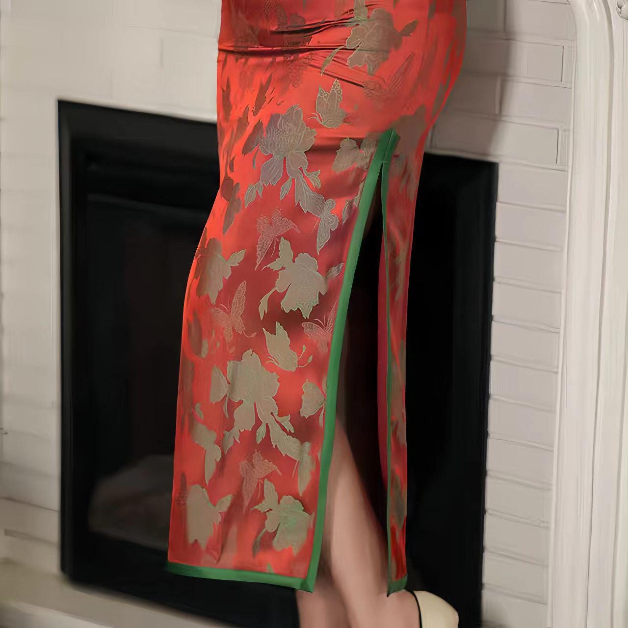 Qipao Brocado rojo, Elegante Cheongsam,Qipao Primavera Verano, Vestido Formal Oriental, Vintage,Cheongsam Invitada de Boda,Ceremonia del Té