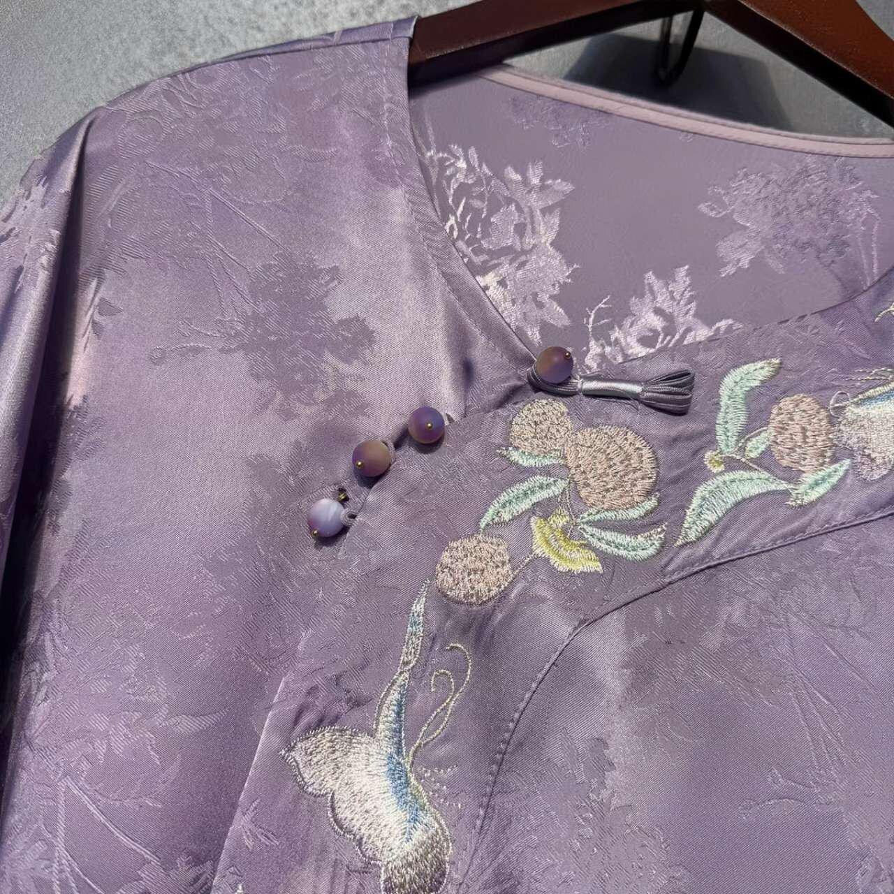 Chaqueta China, Traje Tang Púrpura,Top Oriental Vintage, Prenda Exterior Hanfu, Abrigo Asiático, Chaqueta Festival Boho,Camisa Estilo Kimono