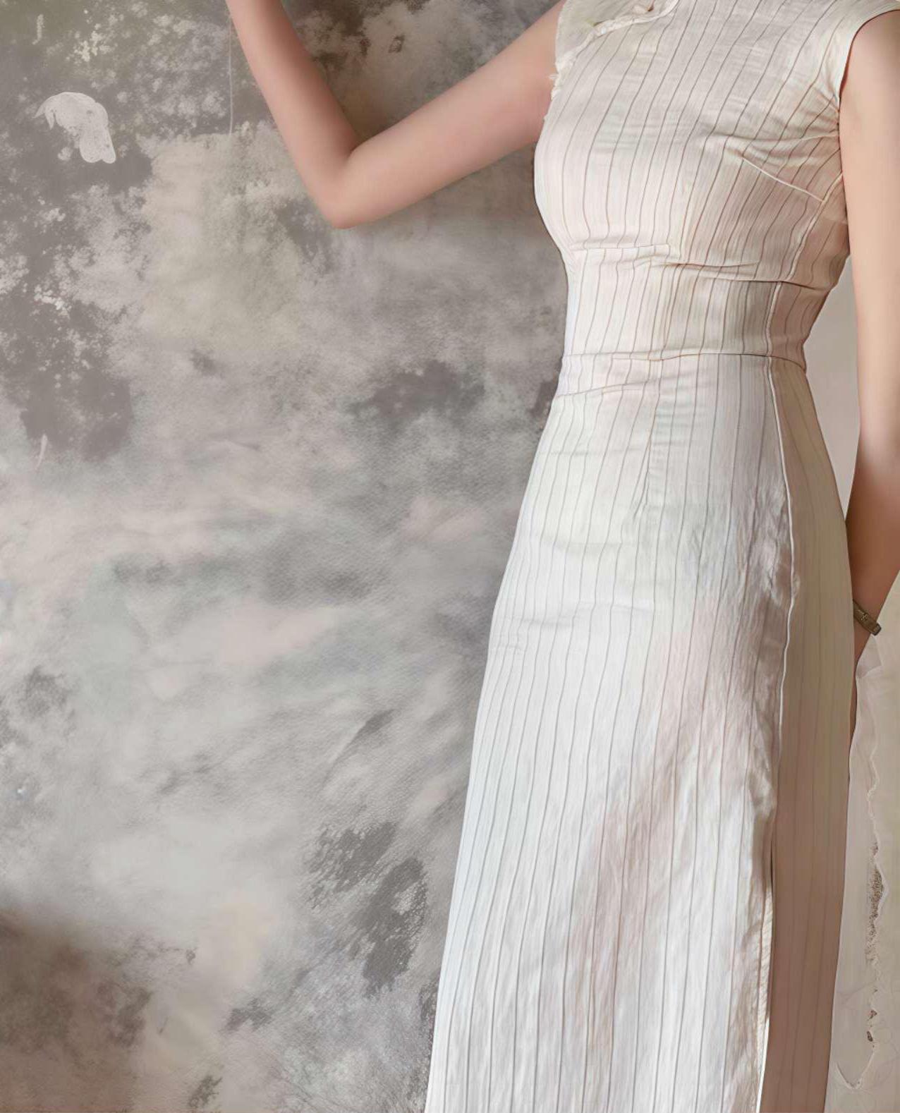 Elegante Qipao de Lino de Algodón - Cheongsam de Lino Transpirable - Vestido Chino Minimalista -Vestido de Verano para Mujer-Regalo Cultural