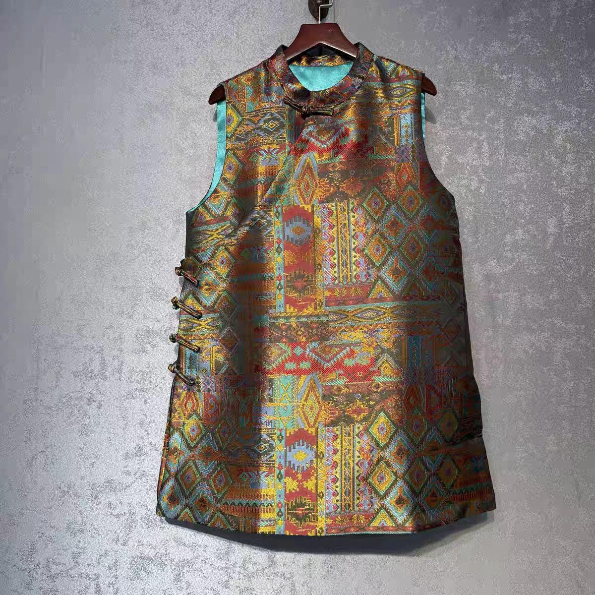 Song Brocade Qipao Chaleco,Vintage Oriental Chaleco,Chino Brocado Jacquard Top,Lujo Viejo Estilo Dinero Chaleco, Elegante Cultural Moda Capa