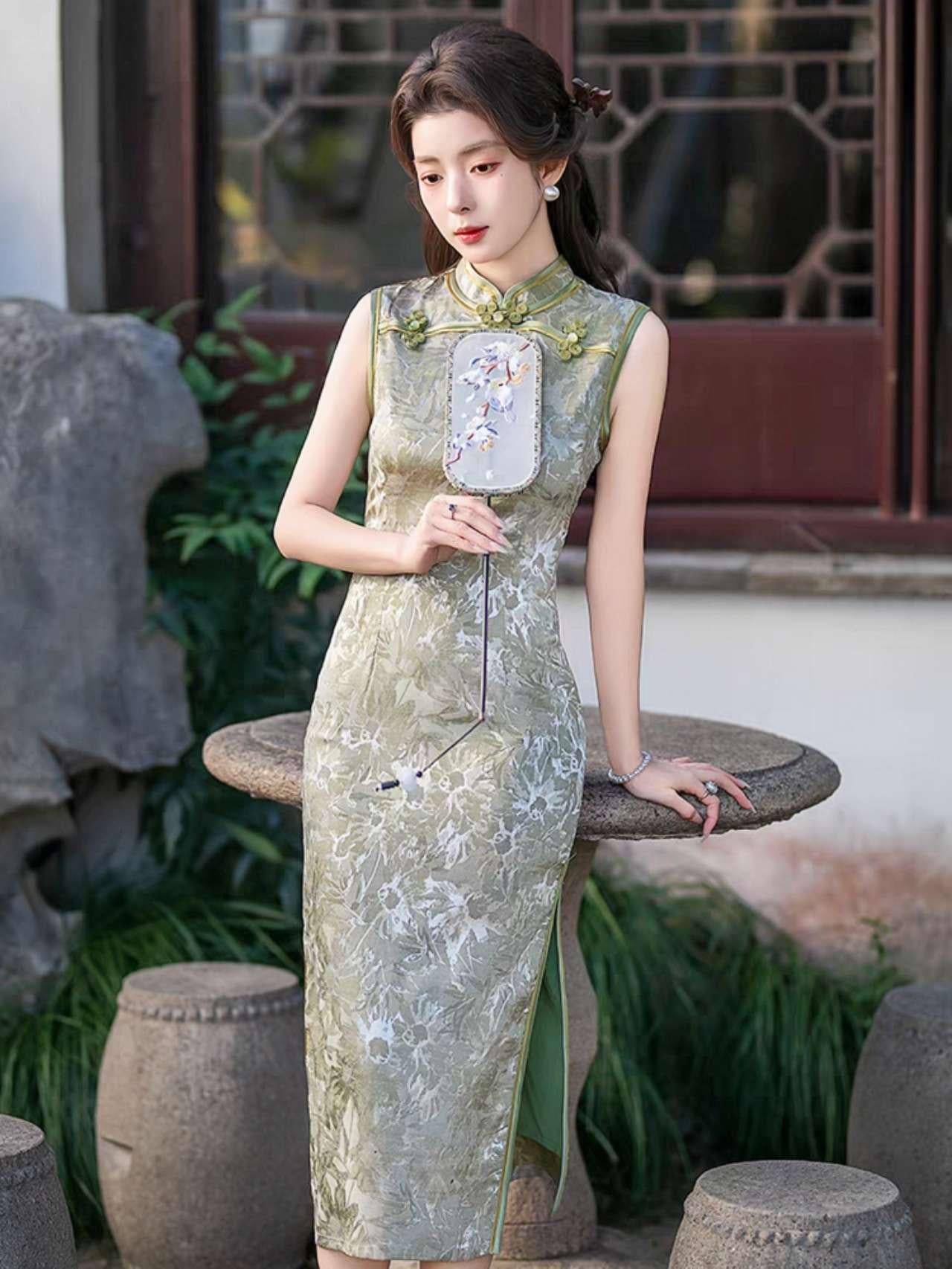 Qipao Chino Moderno, Vestido Cheongsam Nuevo Estilo, Vestido Chino Vintage Slim Fit, Vestido Vintage Elegante para Té, regalo para ella