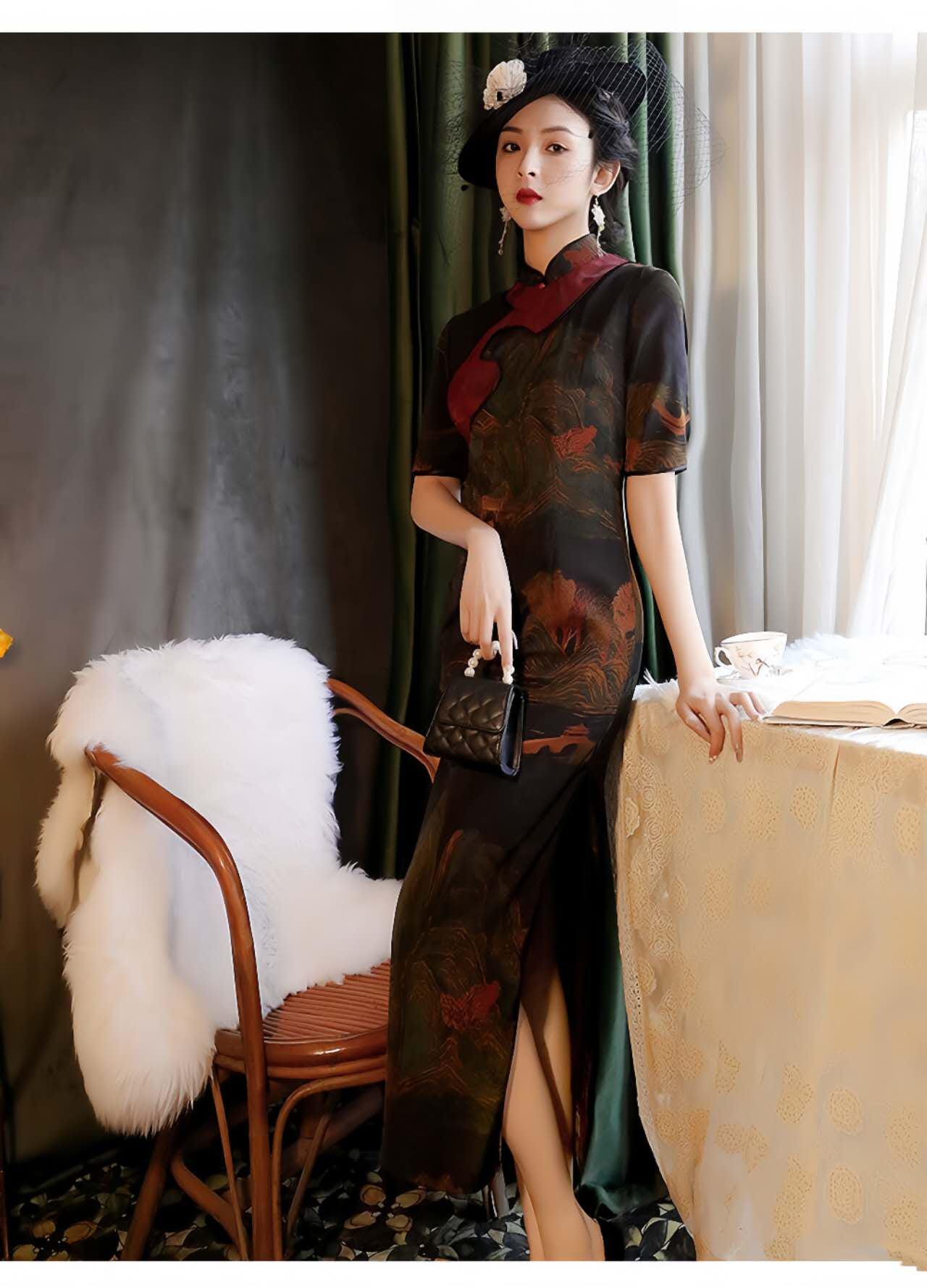 Qipao chino vintage, elegante vestido cheongsam, vestido retro para fiesta del té, vestido formal asiático de noche, regalo para ella, S-4XL