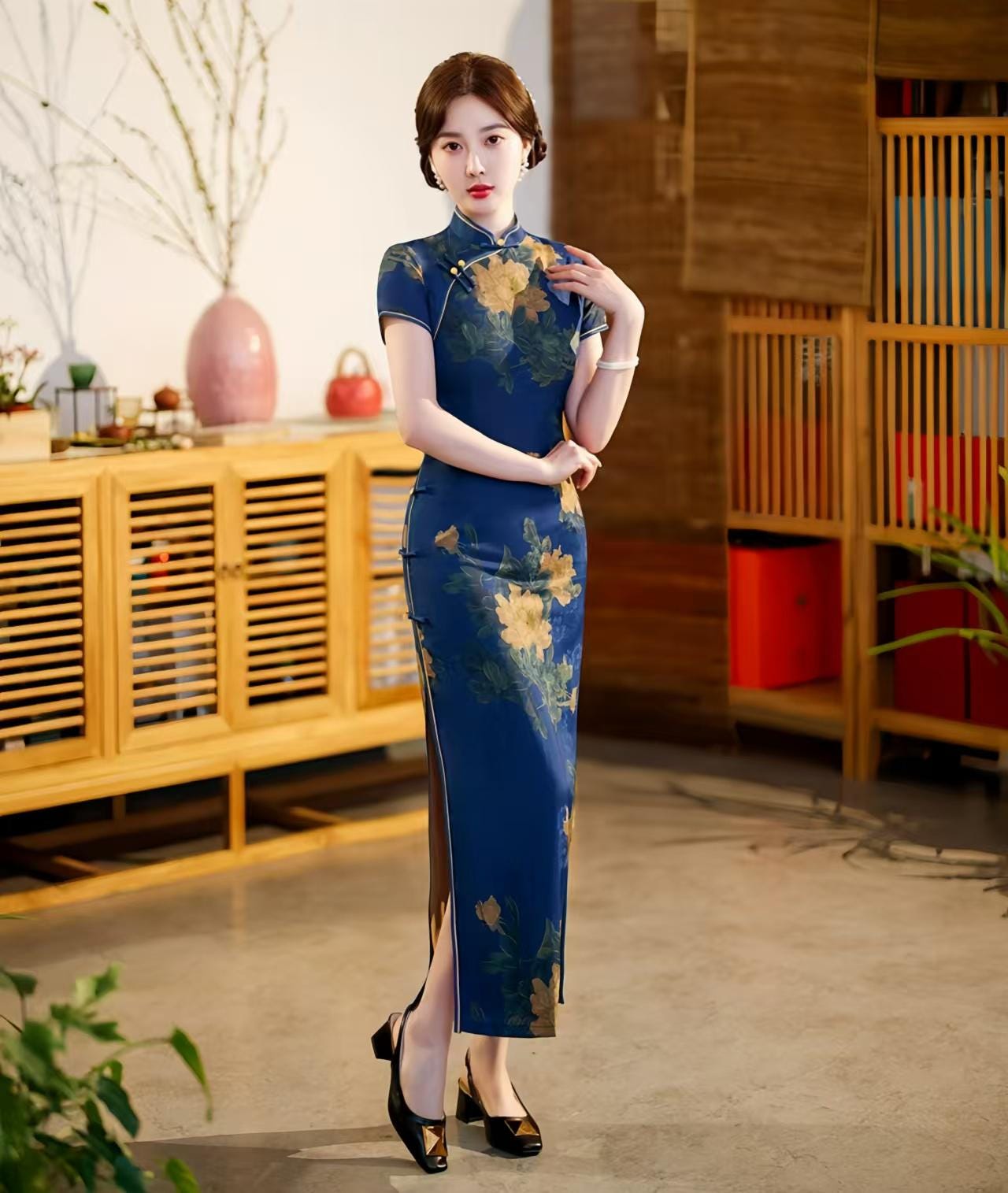Qipao de Seda, Elegante Vestido Cheongsam, Vestido Oriental Vintage, Traje Tradicional Asiático, Vestido de Boda, Traje Formal Chino, M-4XL