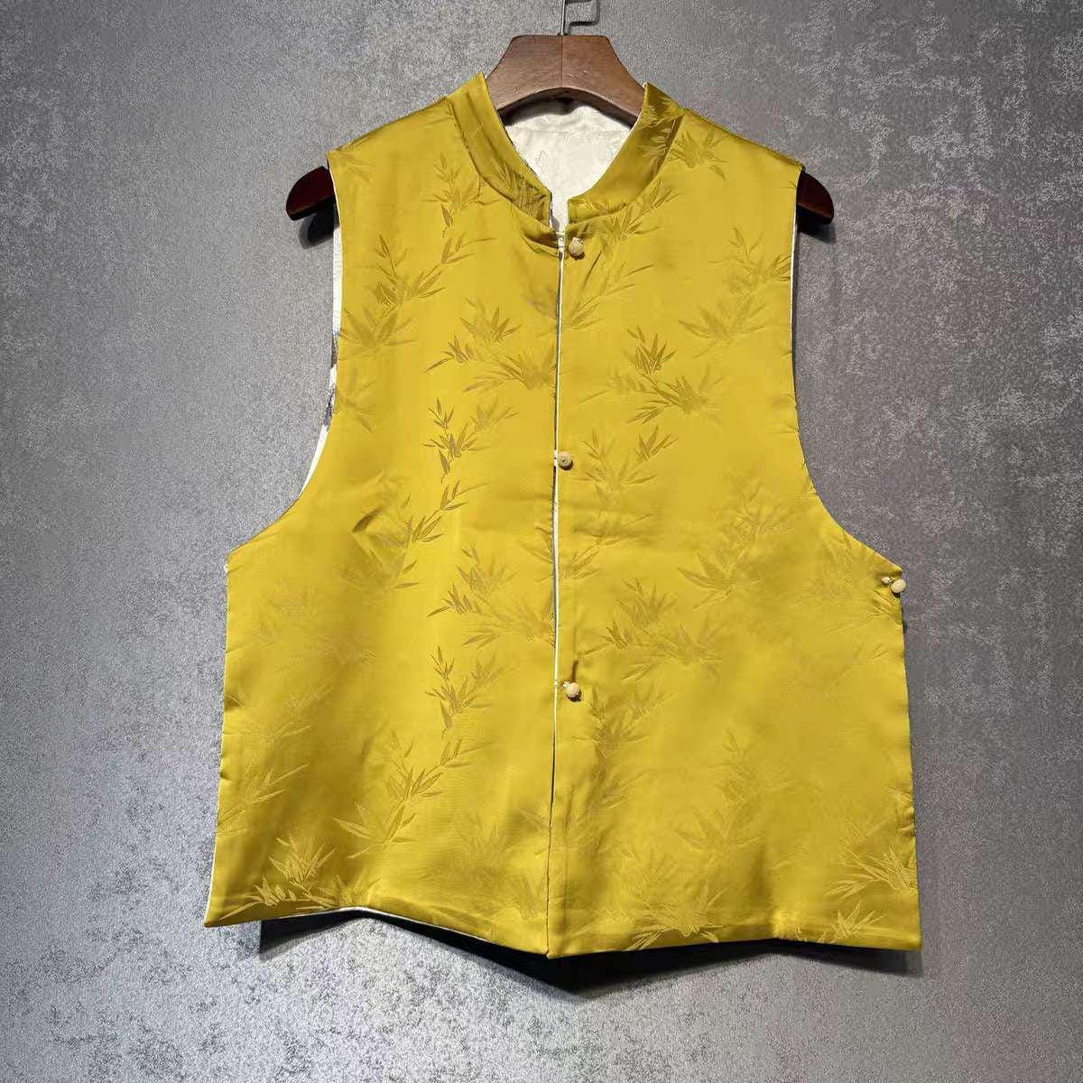 Reversible Silk Vest, Oriental Art Garment, Hanfu-Inspired Top, Unique Gift for Her, Daily Work/Tea Ceremony, Vintage