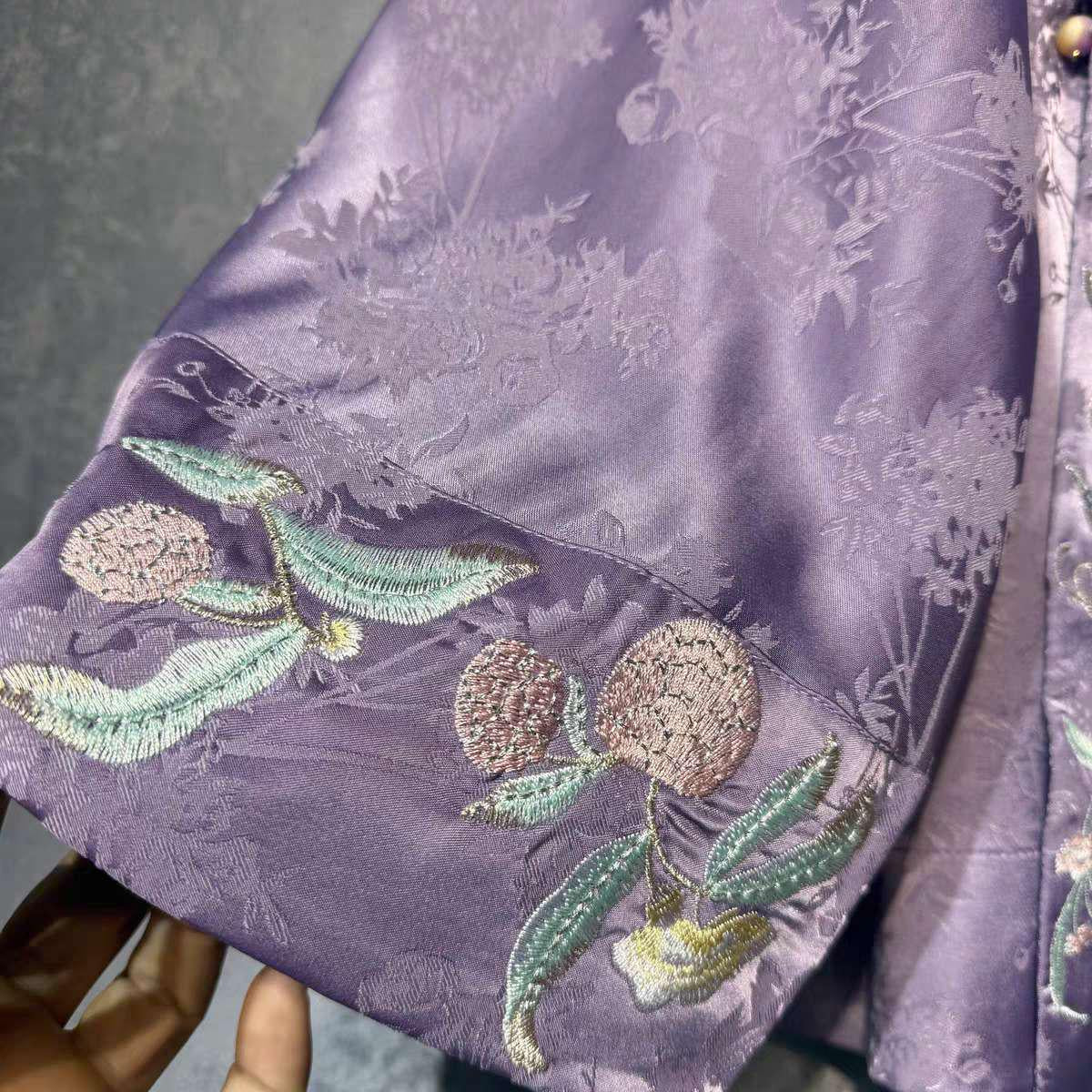 Chaqueta China, Traje Tang Púrpura,Top Oriental Vintage, Prenda Exterior Hanfu, Abrigo Asiático, Chaqueta Festival Boho,Camisa Estilo Kimono