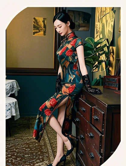 vestido qipao cheongsam  elegante vestido chino para mujer