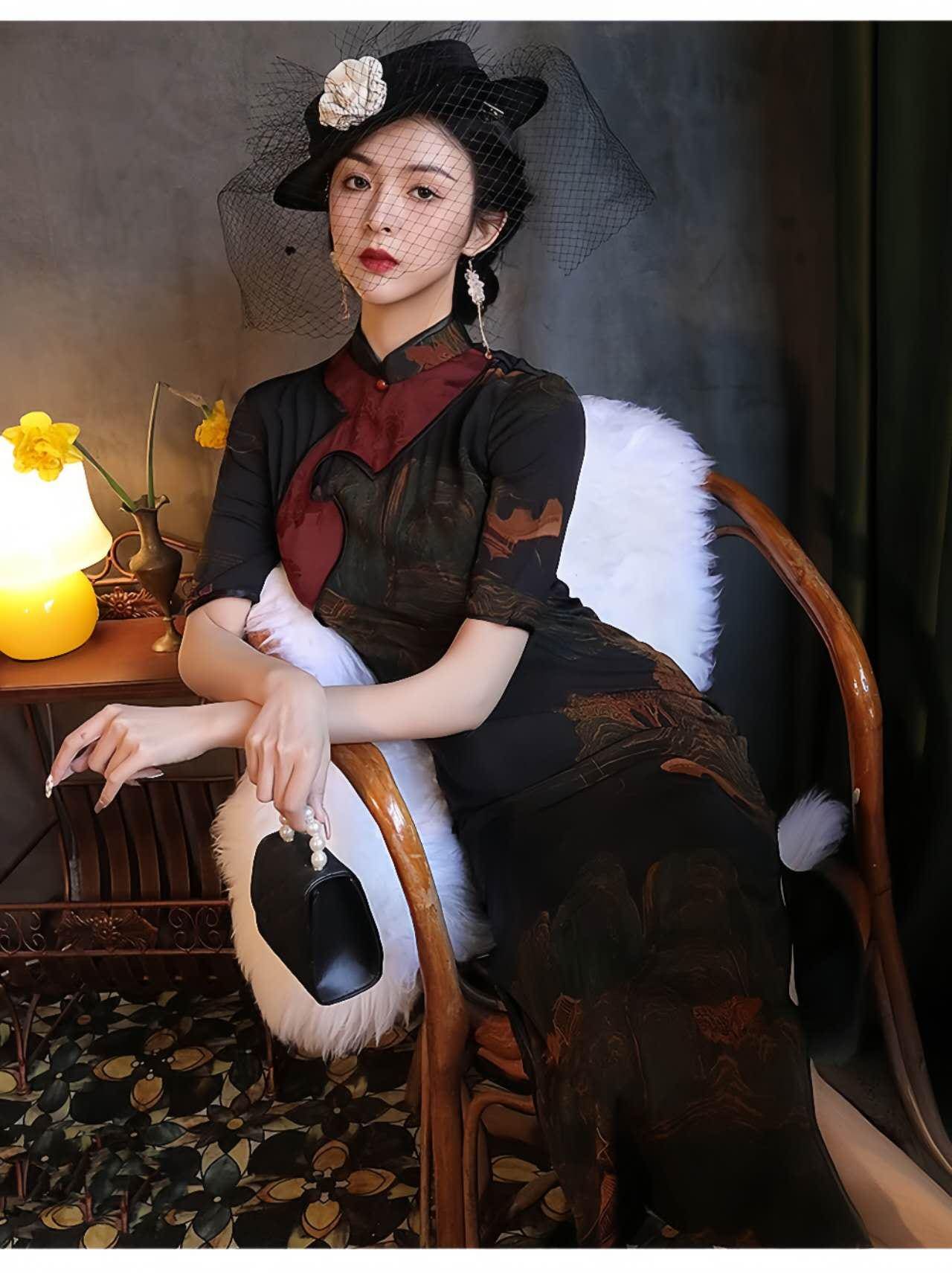 Qipao chino vintage, elegante vestido cheongsam, vestido retro para fiesta del té, vestido formal asiático de noche, regalo para ella, S-4XL
