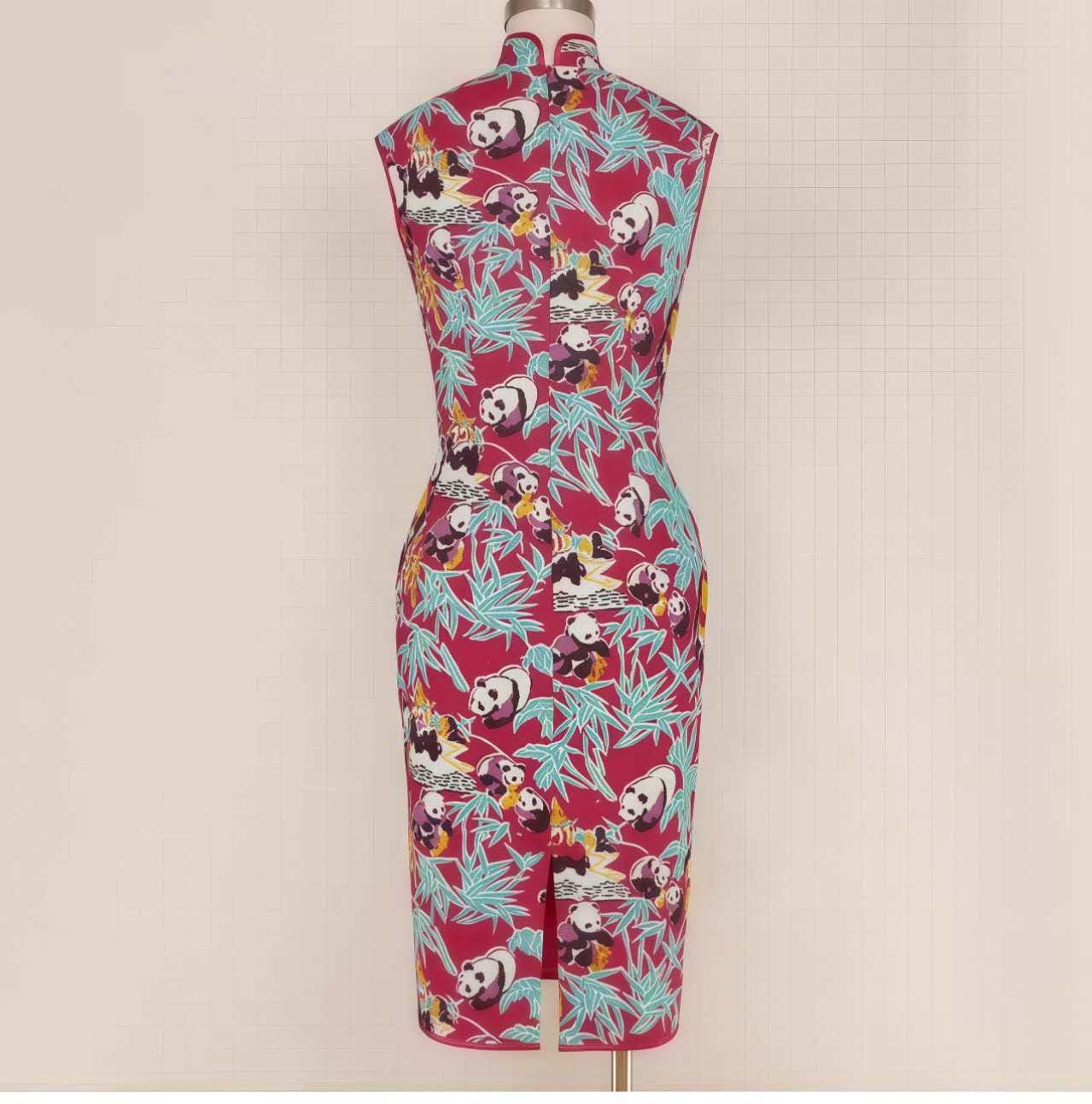 Qipao Retro con Estampado de Panda– Cheongsam Chino Casual de Algodón– Vestido Cultural Divertido- Regalo Único para Ella- vestido de fiesta