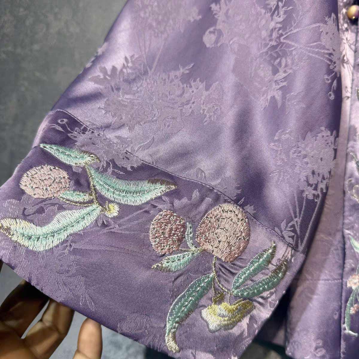 Chaqueta China, Traje Tang Púrpura,Top Oriental Vintage, Prenda Exterior Hanfu, Abrigo Asiático, Chaqueta Festival Boho,Camisa Estilo Kimono