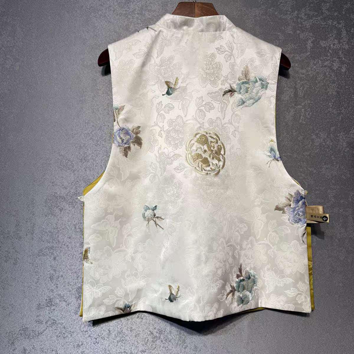 Chaleco de seda reversible, prenda de arte oriental, top de inspiración hanfu,Regalo Único para Ella,Trabajo diario/Ceremonia del té,vintage