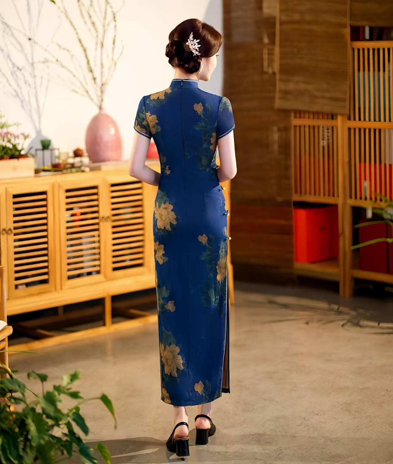 Qipao de Seda, Elegante Vestido Cheongsam, Vestido Oriental Vintage, Traje Tradicional Asiático, Vestido de Boda, Traje Formal Chino, M-4XL
