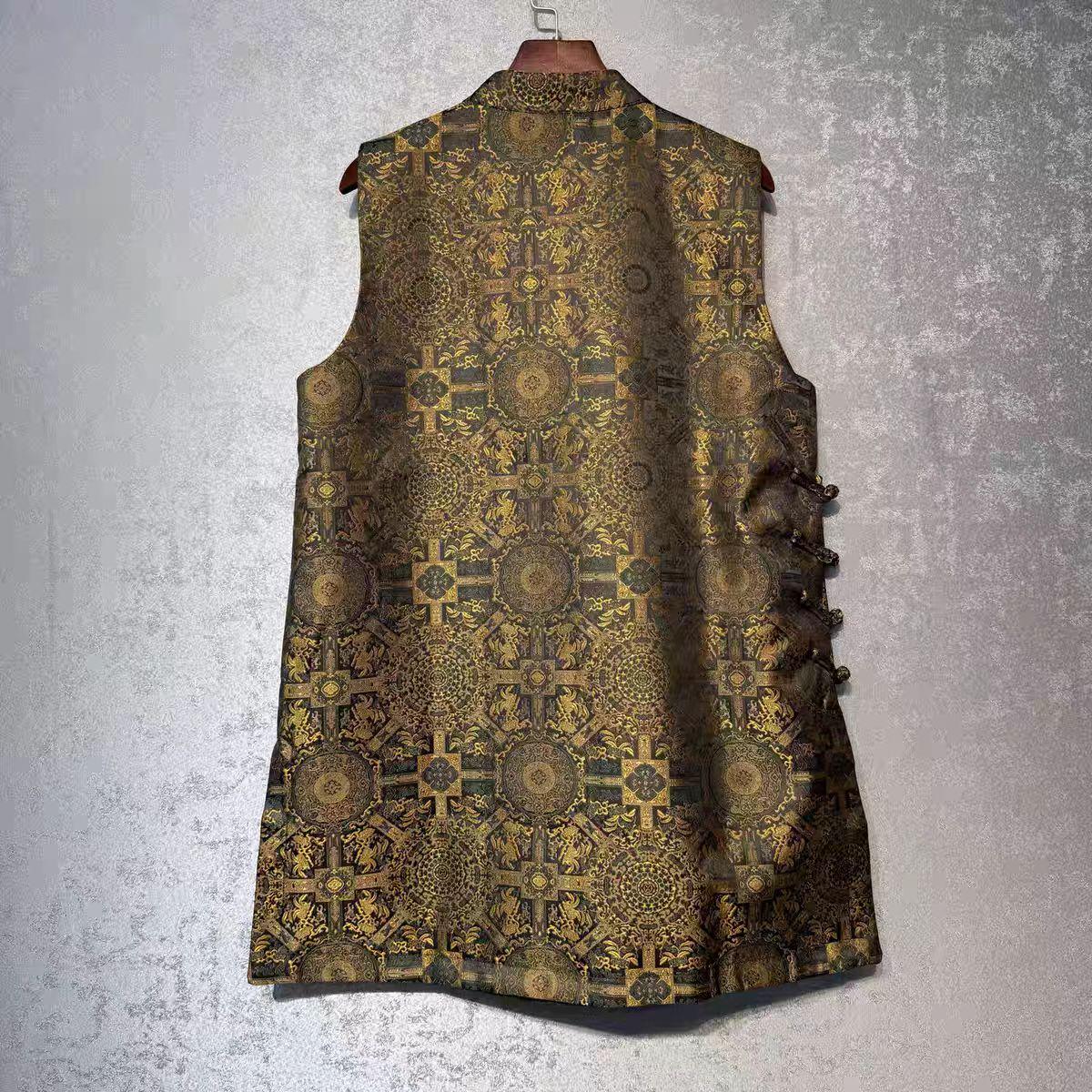 Song Brocade Qipao Chaleco,Vintage Oriental Chaleco,Chino Brocado Jacquard Top,Lujo Viejo Estilo Dinero Chaleco, Elegante Cultural Moda Capa