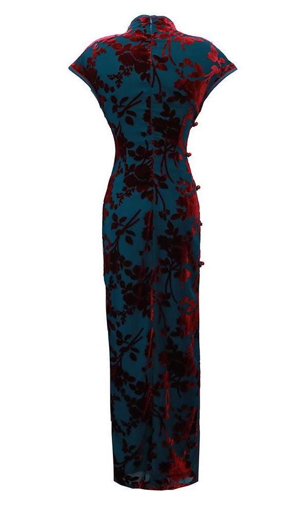 Vestido Qipao Largo Elegante | Cheongsam Tradicional | Vestido Chino Vintage | Moda Oriental | Vestido de Fiesta con Abertura