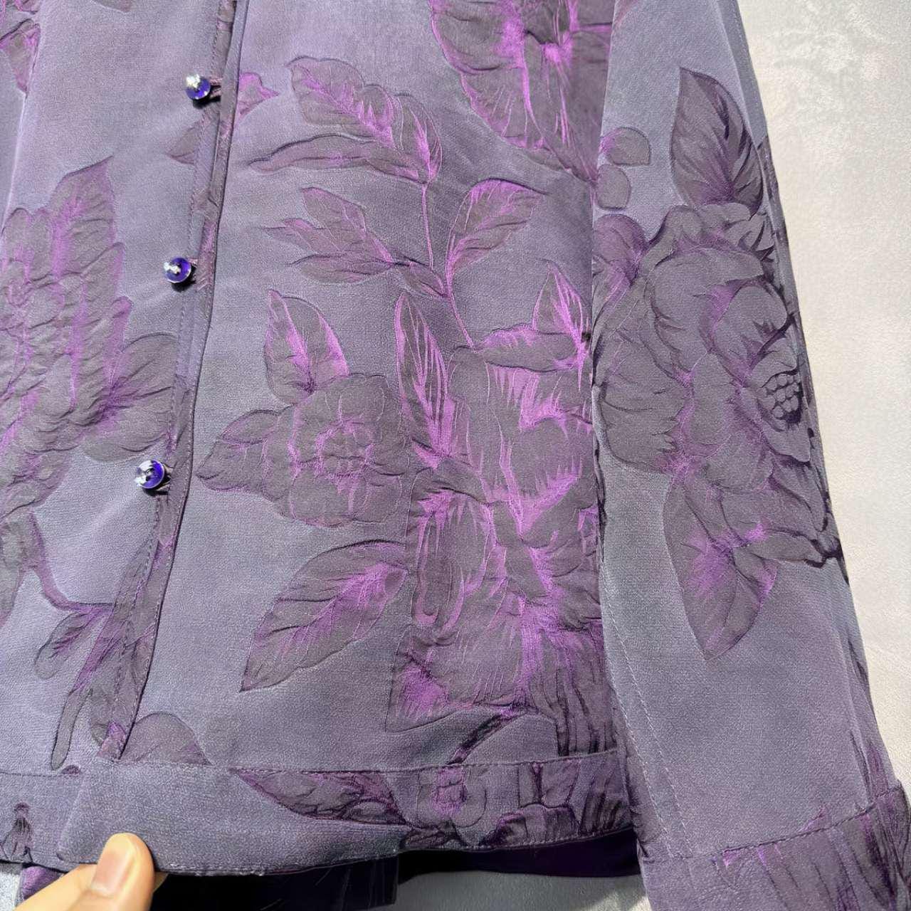 Reversible Silk Jacket, Purple Chinese Coat, Embossed Tang Jacket, Vintage Blouse, Oriental Style Top, Hanfu-Inspired Coat