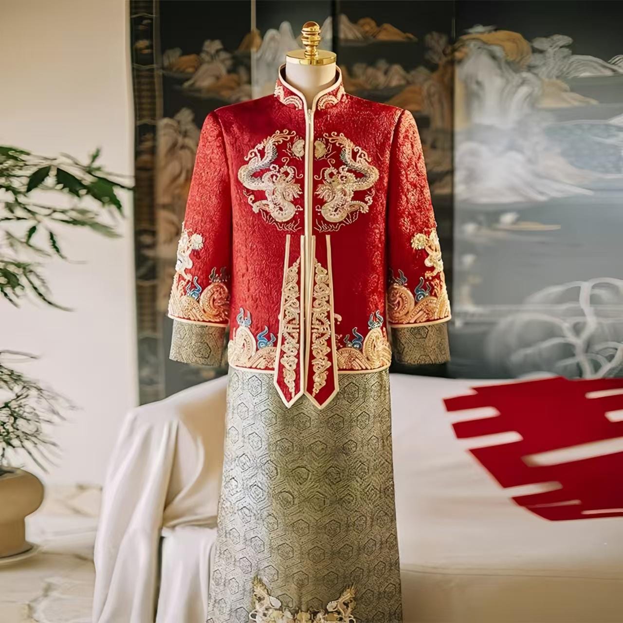 Traje de Boda Chino para Hombre,Traje de Novio Dragón Fénix,Chaqueta Tang,Traje Tradicional Hanfu,Ceremonia de Boda,Look de Compromiso Chino