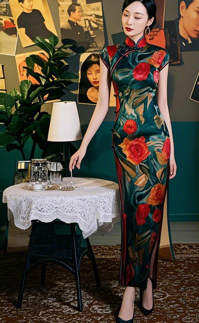 Vestido Qipao de Seda | Elegante Cheongsam Chino | Cheongsam con Corte 3D para Mujer | Vestido Largo de Seda de Lujo