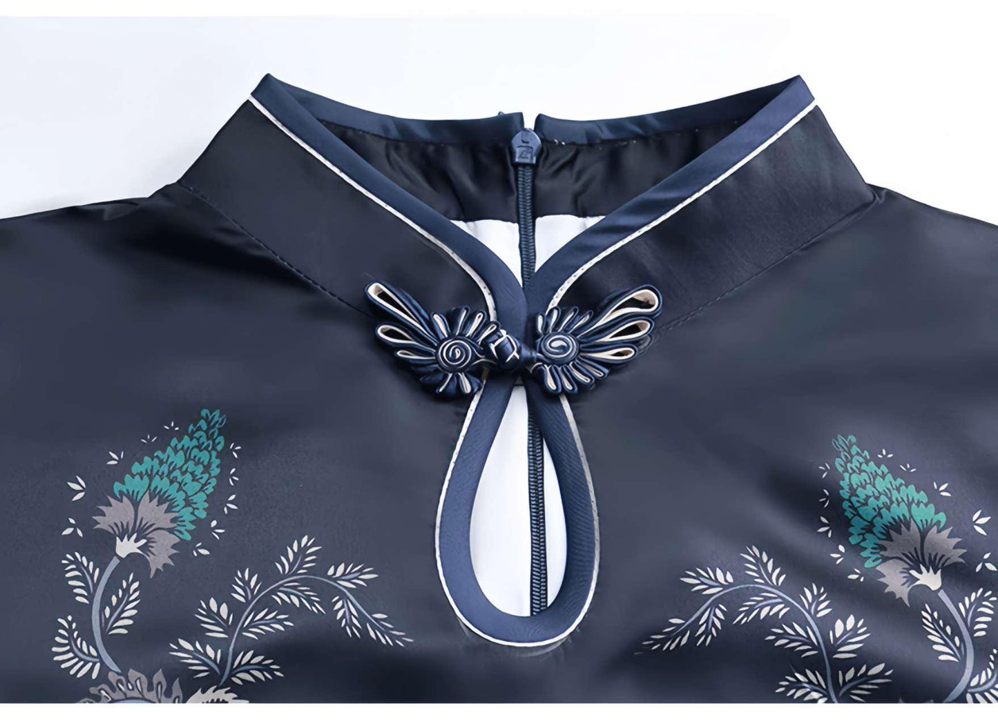Qipao corto de seda negra, Vestido retro Cheongsam,Elegante vestido asiático de cóctel, Cheongsam Moderno, Vestido chino de verano, S-4XL