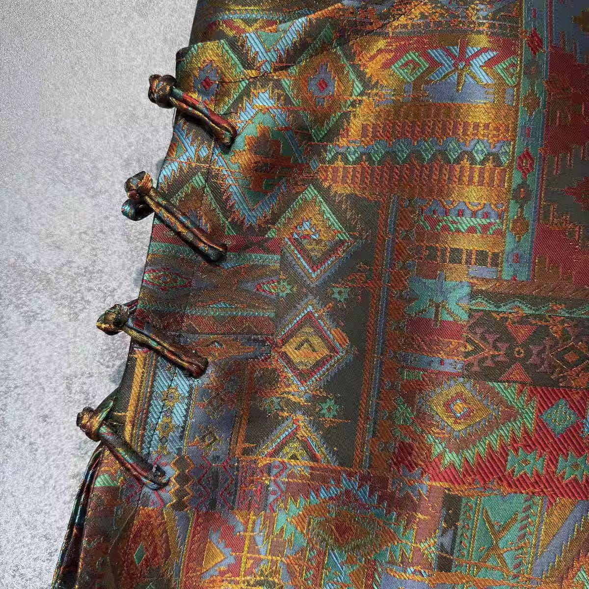 Song Brocade Qipao Chaleco,Vintage Oriental Chaleco,Chino Brocado Jacquard Top,Lujo Viejo Estilo Dinero Chaleco, Elegante Cultural Moda Capa