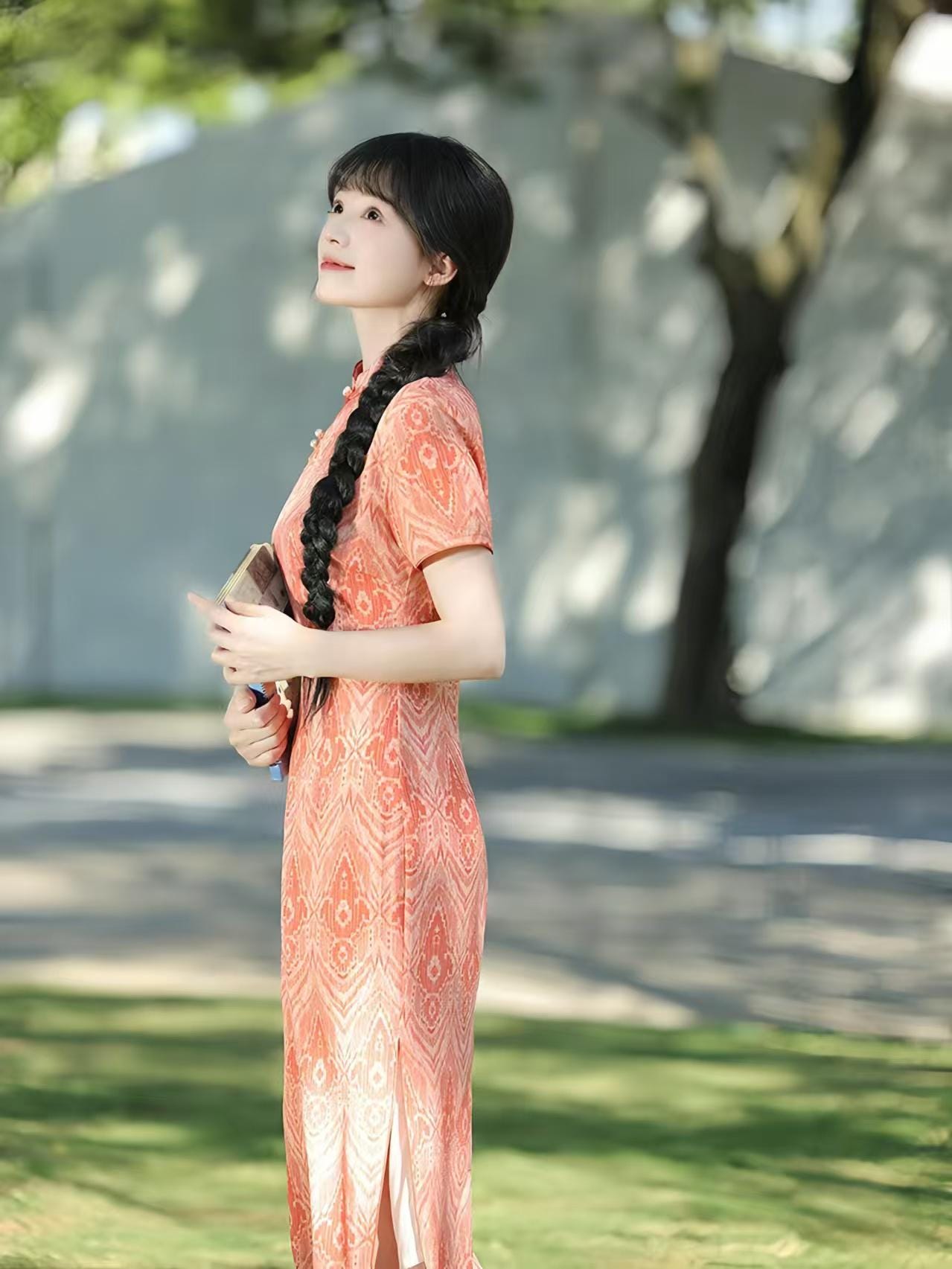 Long Youth Dress, Eight-Button Bamboo Fiber Dress, Elegant Mandarin Collar Dress, Summer Chinese Party Dress, Gift