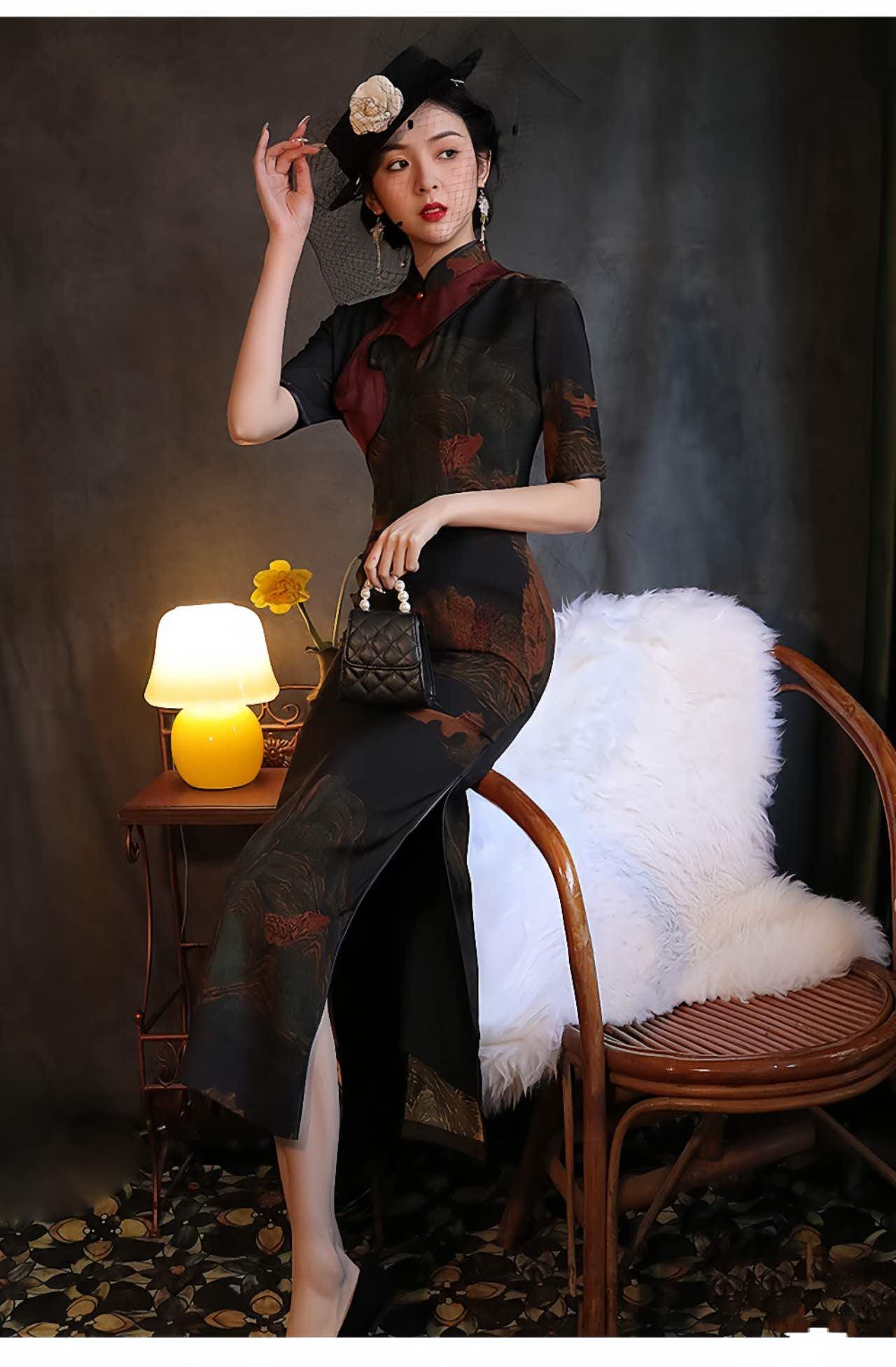 Qipao chino vintage, elegante vestido cheongsam, vestido retro para fiesta del té, vestido formal asiático de noche, regalo para ella, S-4XL