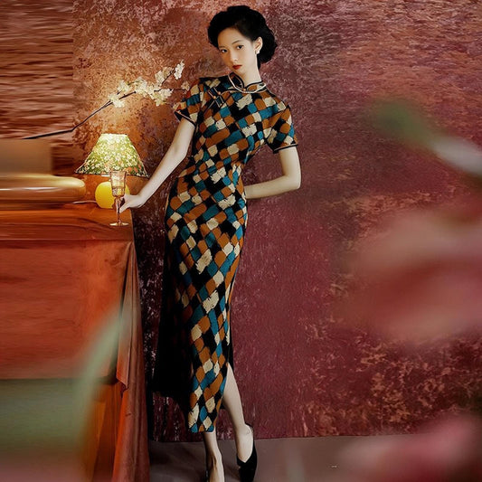 qipao moderno de colores, vestido chino artístico, cheongsam Moderno, regalo especial para ella, Vestido Vintage Elegante para Té o Gala