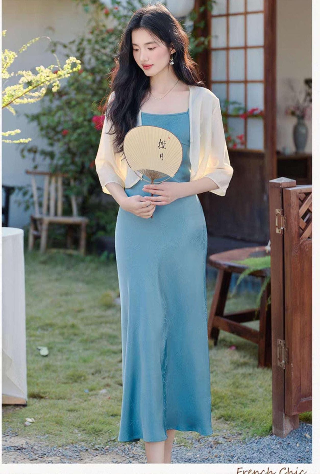 Conjunto Qipao de dos piezas,Vestido Estilo Zen,Moderno Conjunto Hanfu,Conjunto Verano Oficina,Vestido Asiático Minimalista,Ceremonia del Té