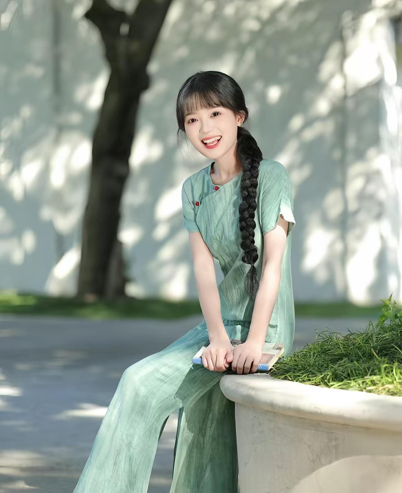 Linen Dyed Qipao Dress, Full Button Round Neck Cheongsam, Natural Fiber Short Sleeve Dress, Chinese Retro Dress, Gift