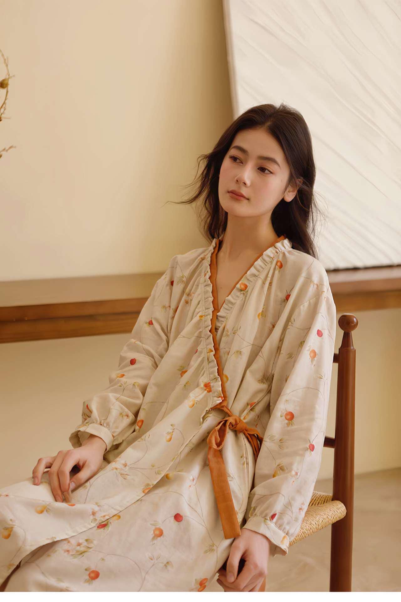 bata japonesa estilo hanfu, kimono de algodón suave,regalo relajante para ella, albornoz de algodón, albornoz orgánico,bata bohemia oriental