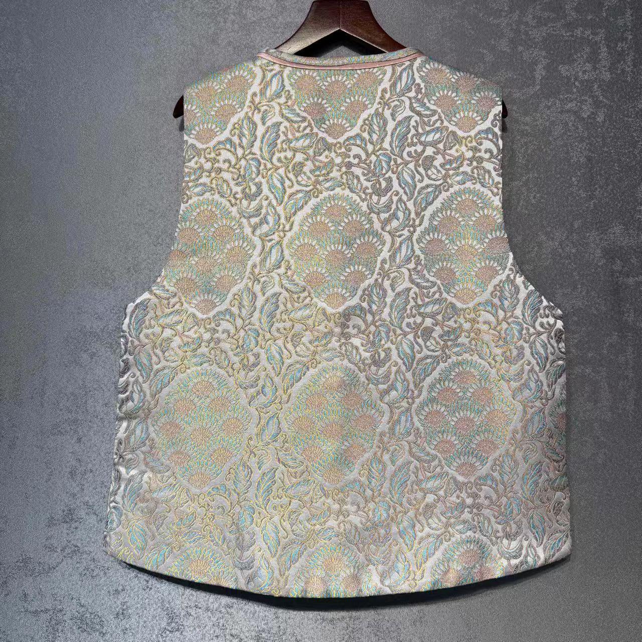 Chaleco de brocado Song, abrigo sin mangas, chaleco tradicional con botones,oriental vintage,regalo para ella, Ropa para la ceremonia del té